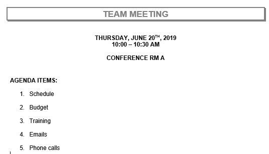 Sample Agenda